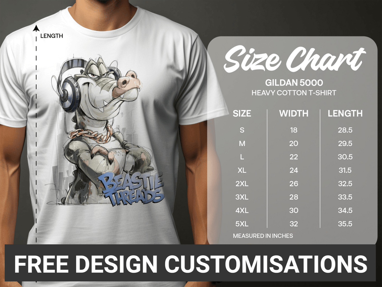 RMA APPAREL Alligator T-Shirt, S - 5XL, Cool Croc Tee, Animal Lover π - Beastie Threads White T-Shirt - RMA APPAREL - Roclla Media Apparel Store