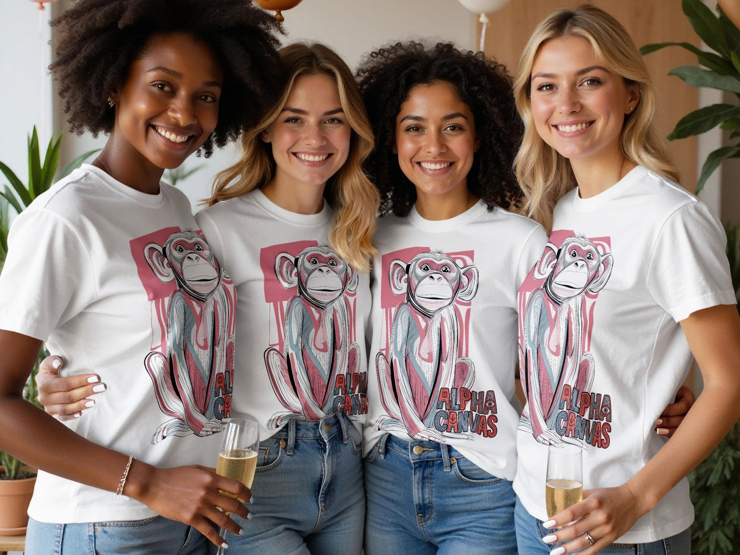 RMA APPAREL Artistic Monkey Print Mens Womens Unisex T-Shirt - DFTW - White T-Shirt - RMA APPAREL - Roclla Media Apparel Store
