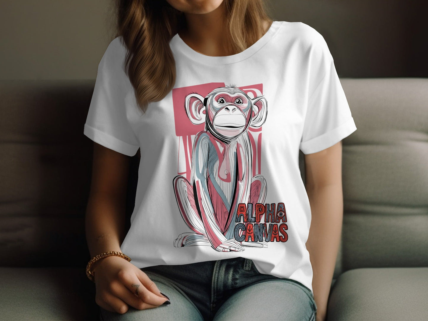 RMA APPAREL Artistic Monkey Print Mens Womens Unisex T-Shirt - DFTW - White T-Shirt - RMA APPAREL - Roclla Media Apparel Store