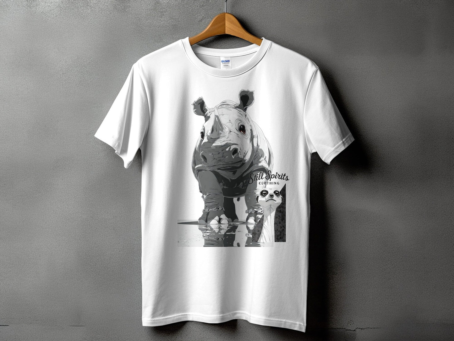 RMA APPAREL Baby Rhino Meerkat Wildlife Design S to 5XL T-Shirt - Still Spirits White T-Shirt - RMA APPAREL - Roclla Media Apparel Store