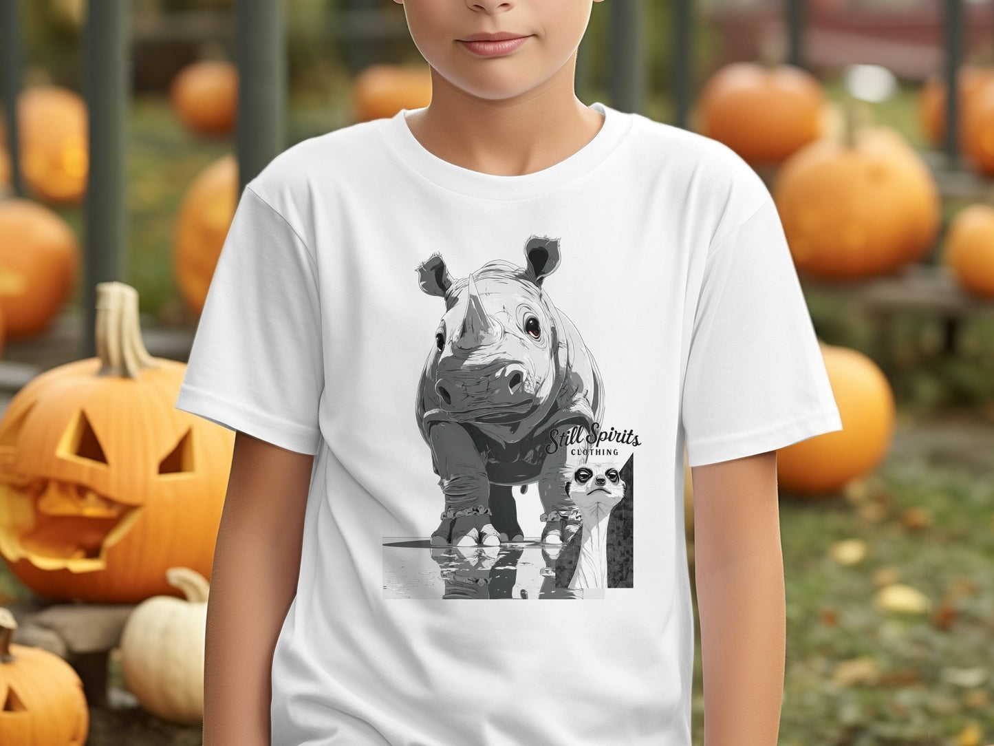 RMA APPAREL Baby Rhino Meerkat Wildlife Design S to 5XL T-Shirt - Still Spirits White T-Shirt - RMA APPAREL - Roclla Media Apparel Store