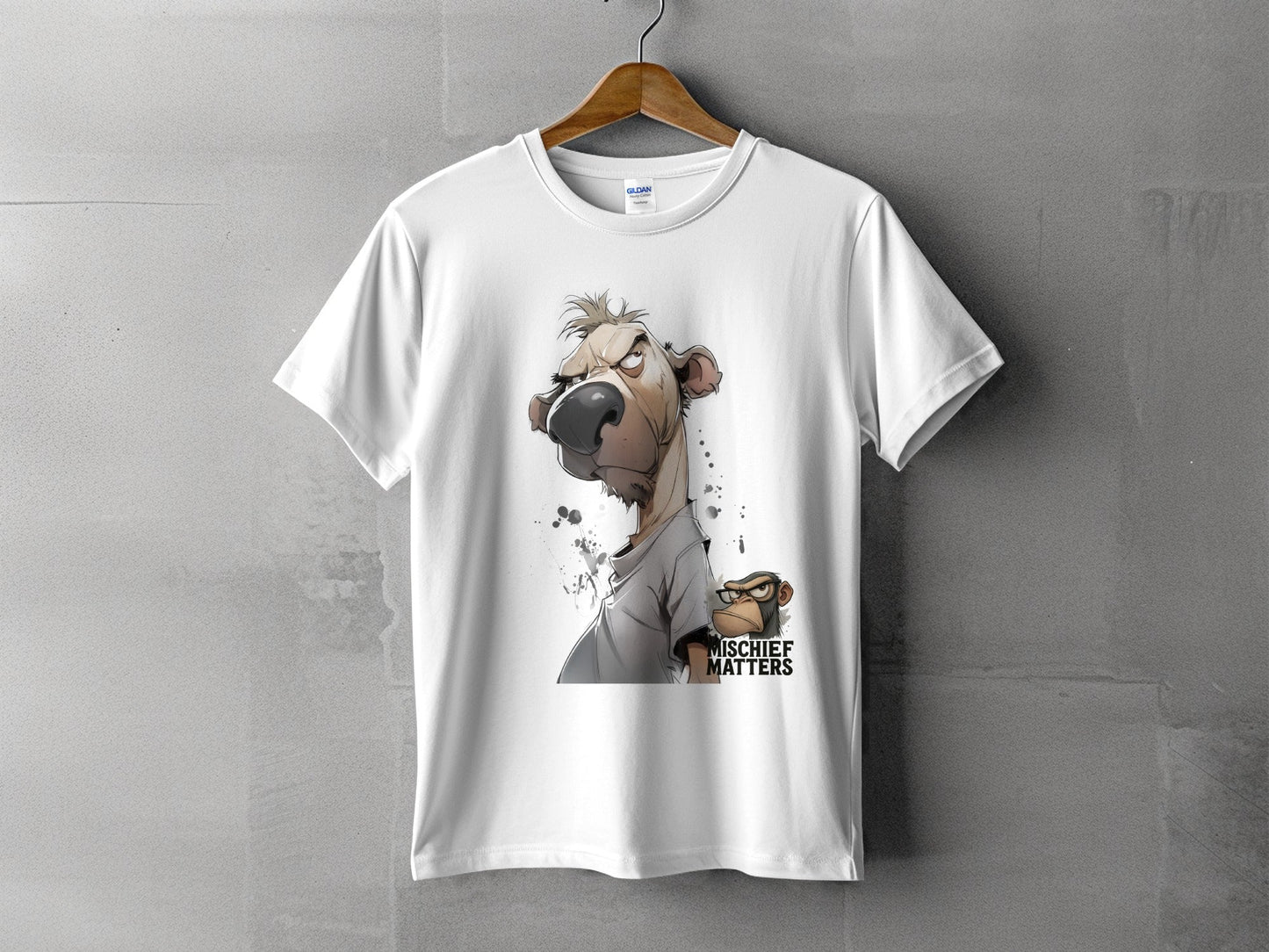 RMA APPAREL Bear T-Shirt S - 5XL, Cartoon Animal Tee, Unisex Shirt - Mischief Matters White T-shirt - RMA APPAREL - Roclla Media Apparel Store
