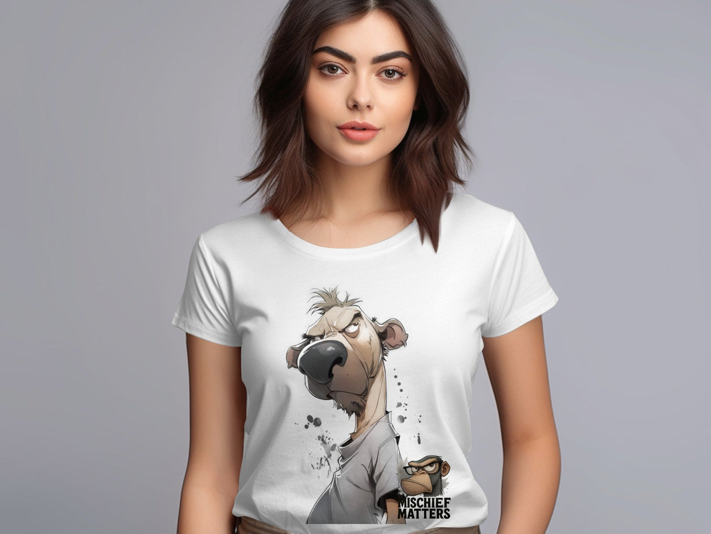 RMA APPAREL Bear T-Shirt S - 5XL, Cartoon Animal Tee, Unisex Shirt - Mischief Matters White T-shirt - RMA APPAREL - Roclla Media Apparel Store