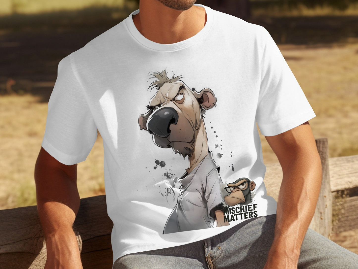RMA APPAREL Bear T-Shirt S - 5XL, Cartoon Animal Tee, Unisex Shirt - Mischief Matters White T-shirt - RMA APPAREL - Roclla Media Apparel Store
