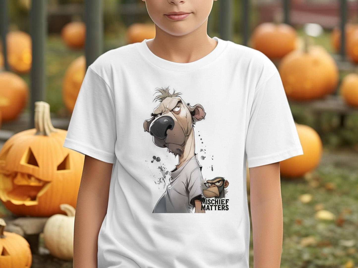 RMA APPAREL Bear T-Shirt S - 5XL, Cartoon Animal Tee, Unisex Shirt - Mischief Matters White T-shirt - RMA APPAREL - Roclla Media Apparel Store