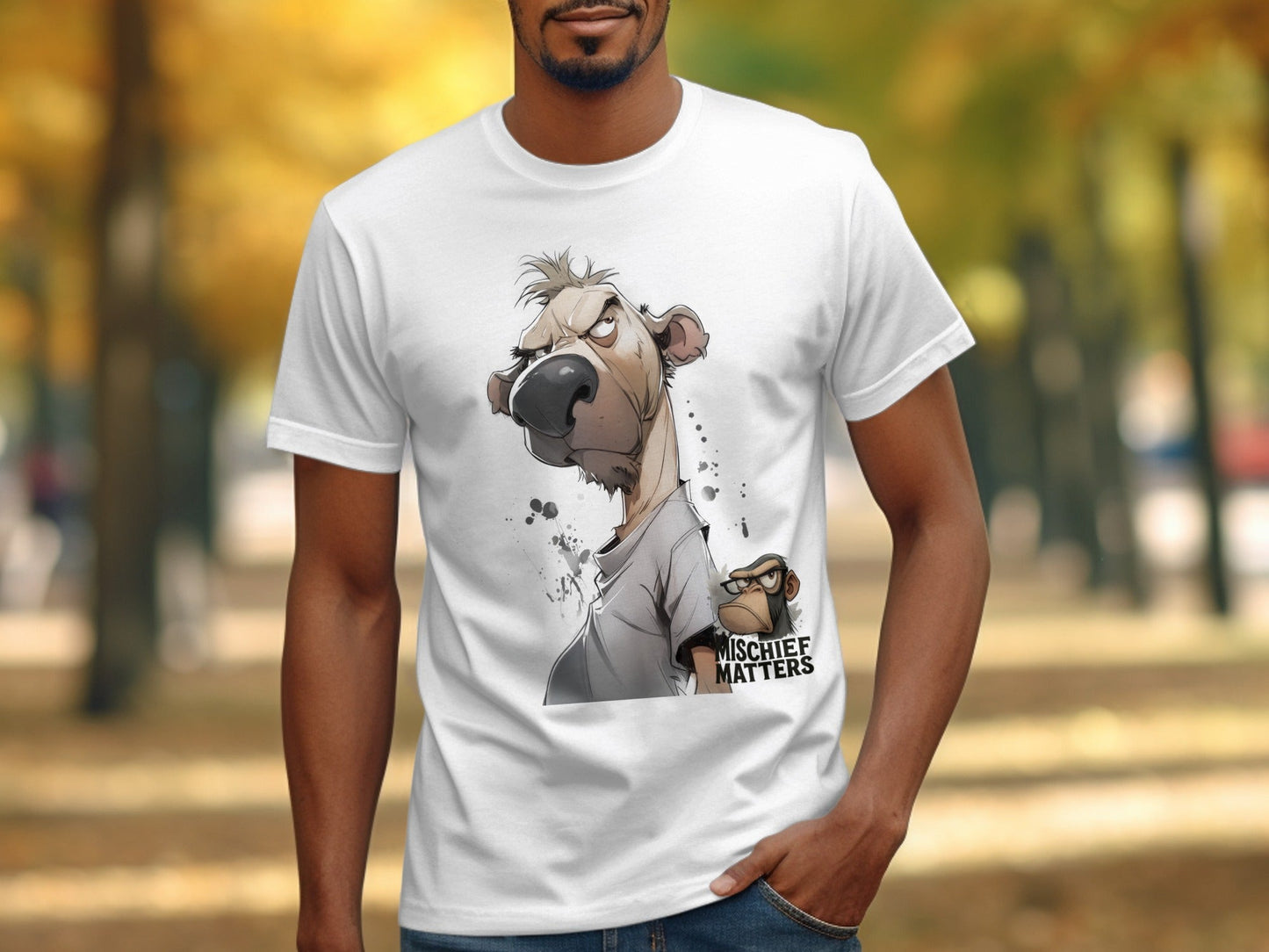 RMA APPAREL Bear T-Shirt S - 5XL, Cartoon Animal Tee, Unisex Shirt - Mischief Matters White T-shirt - RMA APPAREL - Roclla Media Apparel Store