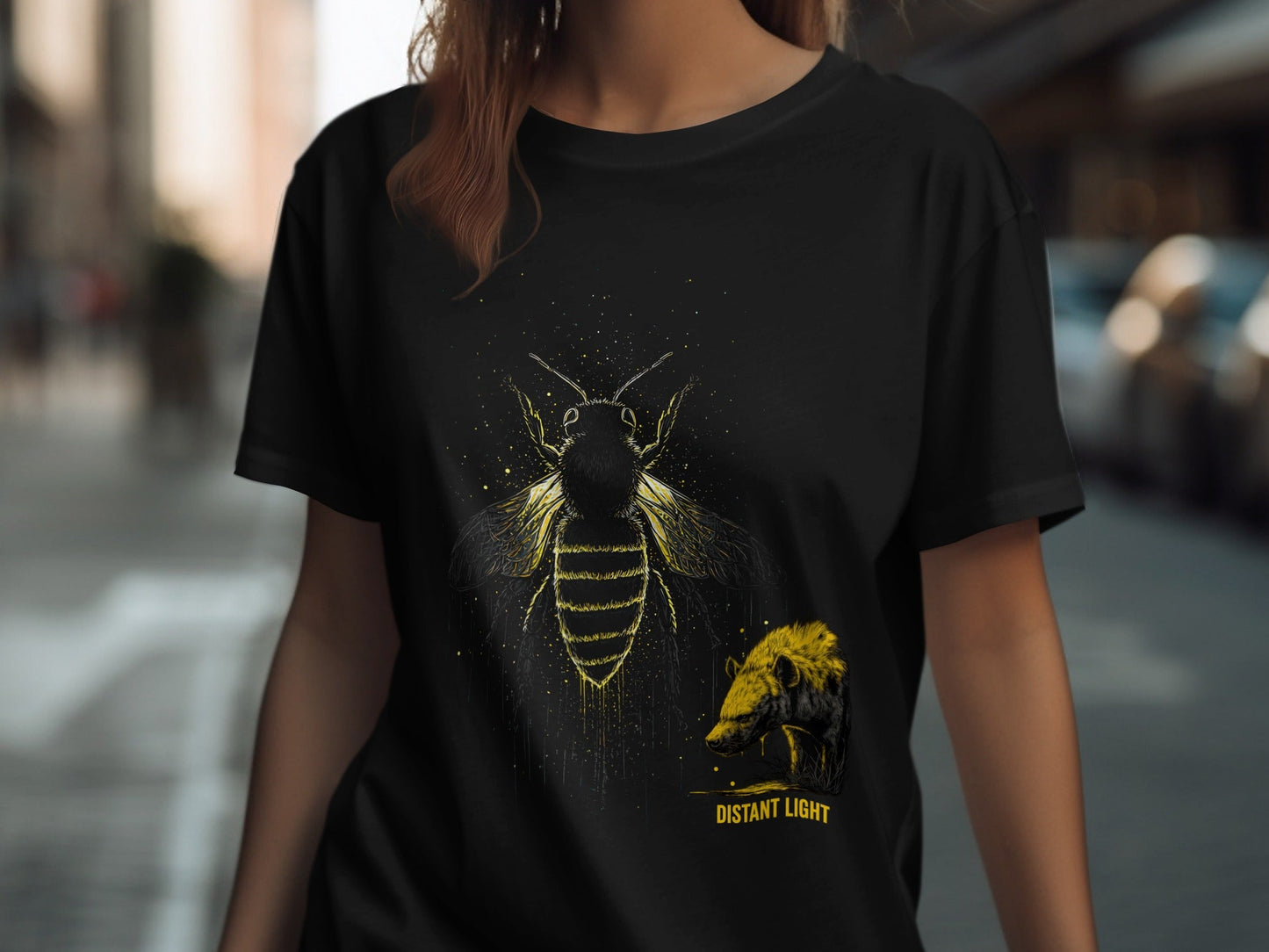 RMA APPAREL Bee illustration Wildlife Graphic Unisex T-Shirt - Distant Light White T-Shirts - RMA APPAREL - Roclla Media Apparel Store