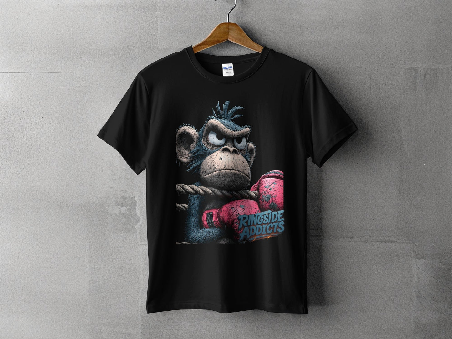 RMA APPAREL Boxer Monkey Ringside Addicts Mens Sizes T-Shirt - Ringside Addicts White T-Shirt - RMA APPAREL - Roclla Media Apparel Store