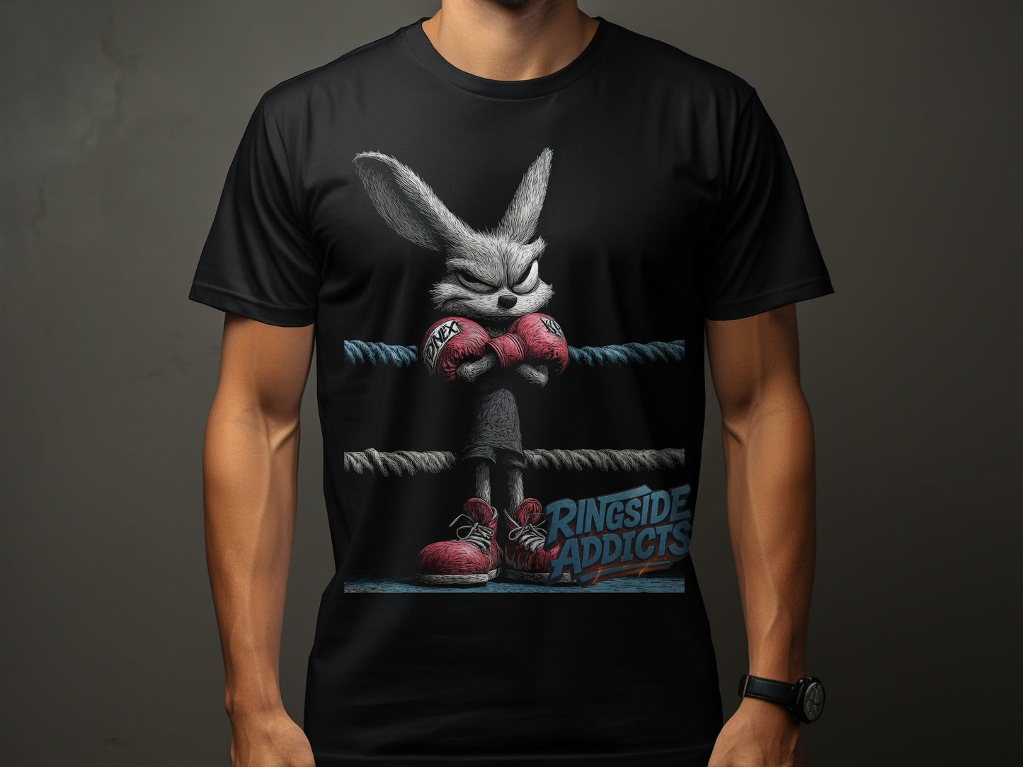 RMA APPAREL Boxing Bunny Wildlife Unisex T-Shirt Sizes S to 5XL T-Shirt - Ringside Addicts White T-Shirt - RMA APPAREL - Roclla Media Apparel Store