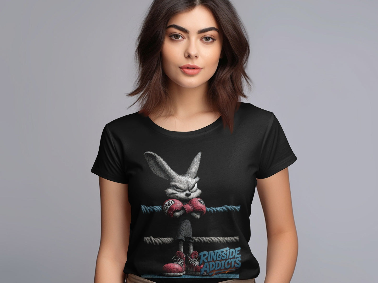 RMA APPAREL Boxing Bunny Wildlife Unisex T-Shirt Sizes S to 5XL T-Shirt - Ringside Addicts White T-Shirt - RMA APPAREL - Roclla Media Apparel Store