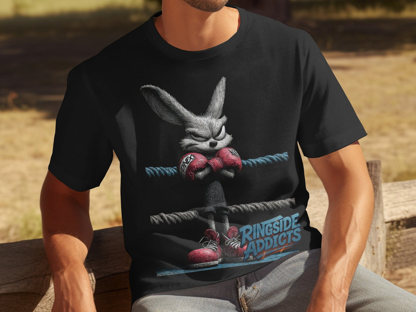 RMA APPAREL Boxing Bunny Wildlife Unisex T-Shirt Sizes S to 5XL T-Shirt - Ringside Addicts White T-Shirt - RMA APPAREL - Roclla Media Apparel Store