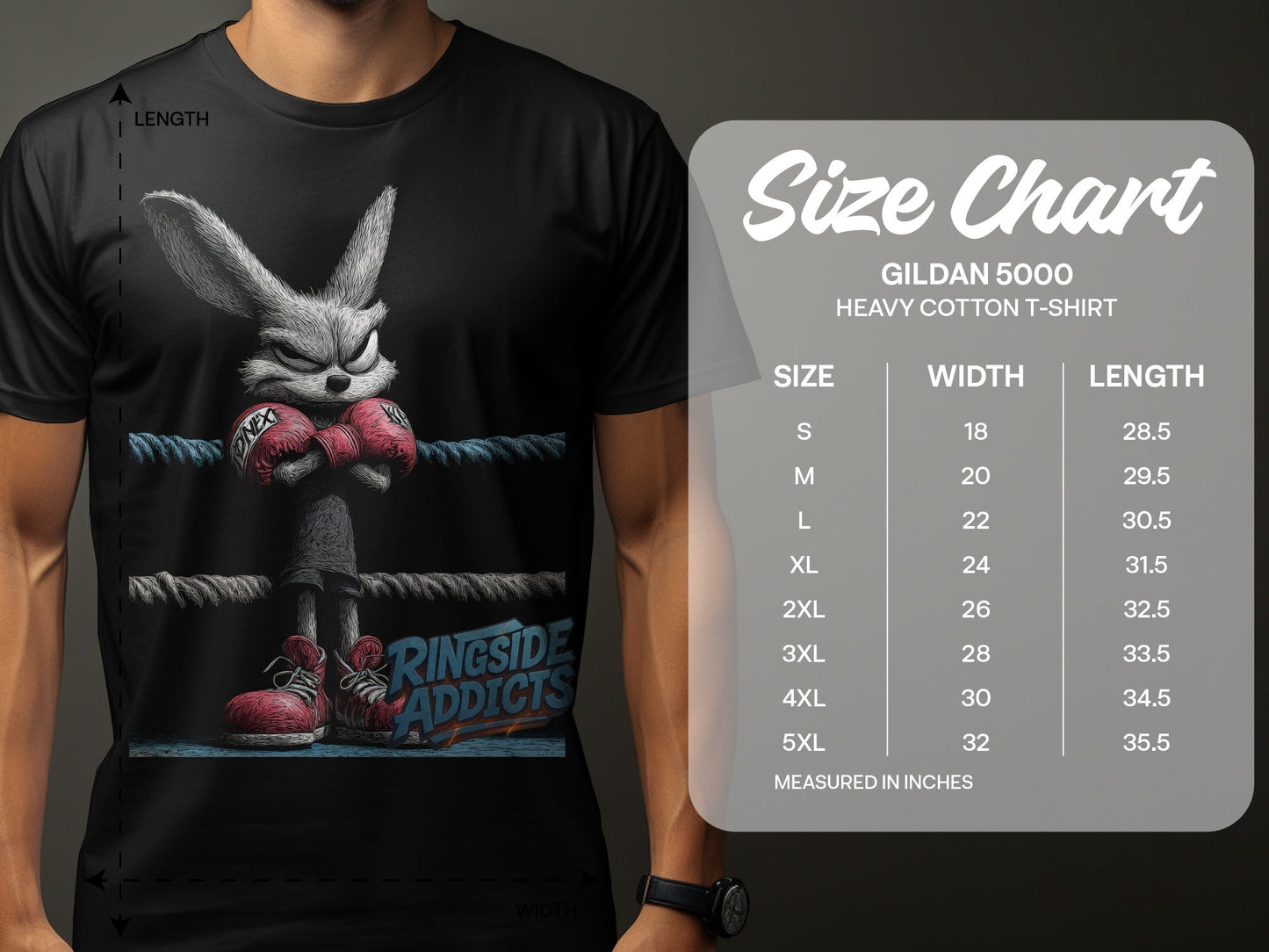 RMA APPAREL Boxing Bunny Wildlife Unisex T-Shirt Sizes S to 5XL T-Shirt - Ringside Addicts White T-Shirt - RMA APPAREL - Roclla Media Apparel Store