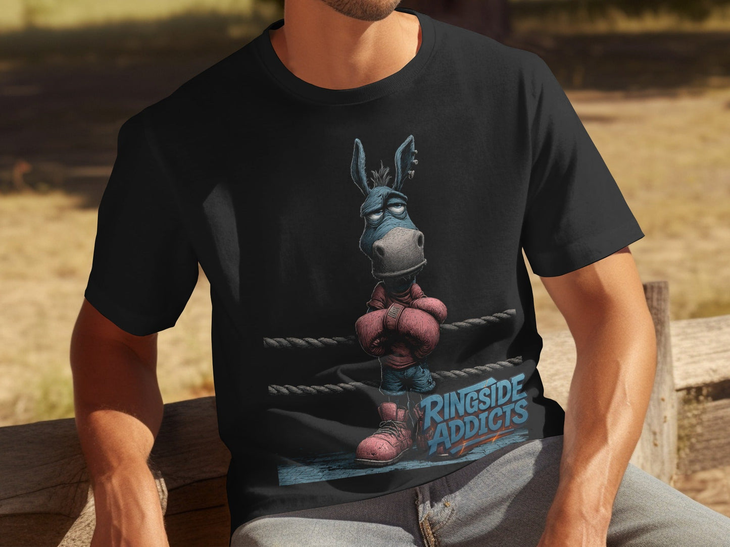 RMA APPAREL Boxing Donkey Sizes S to 5XL Mens Unisex T-Shirt - Ringside Addicts White T-Shirt - RMA APPAREL - Roclla Media Apparel Store