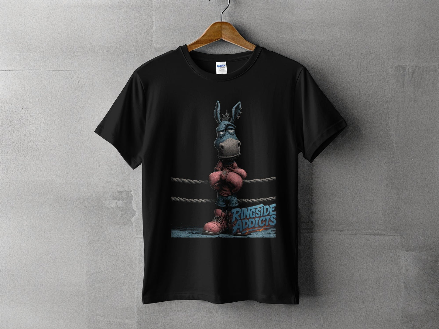 RMA APPAREL Boxing Donkey Sizes S to 5XL Mens Unisex T-Shirt - Ringside Addicts White T-Shirt - RMA APPAREL - Roclla Media Apparel Store