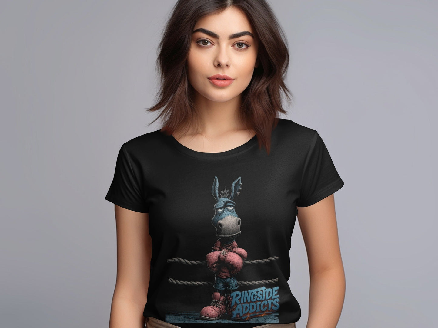 RMA APPAREL Boxing Donkey Sizes S to 5XL Mens Unisex T-Shirt - Ringside Addicts White T-Shirt - RMA APPAREL - Roclla Media Apparel Store