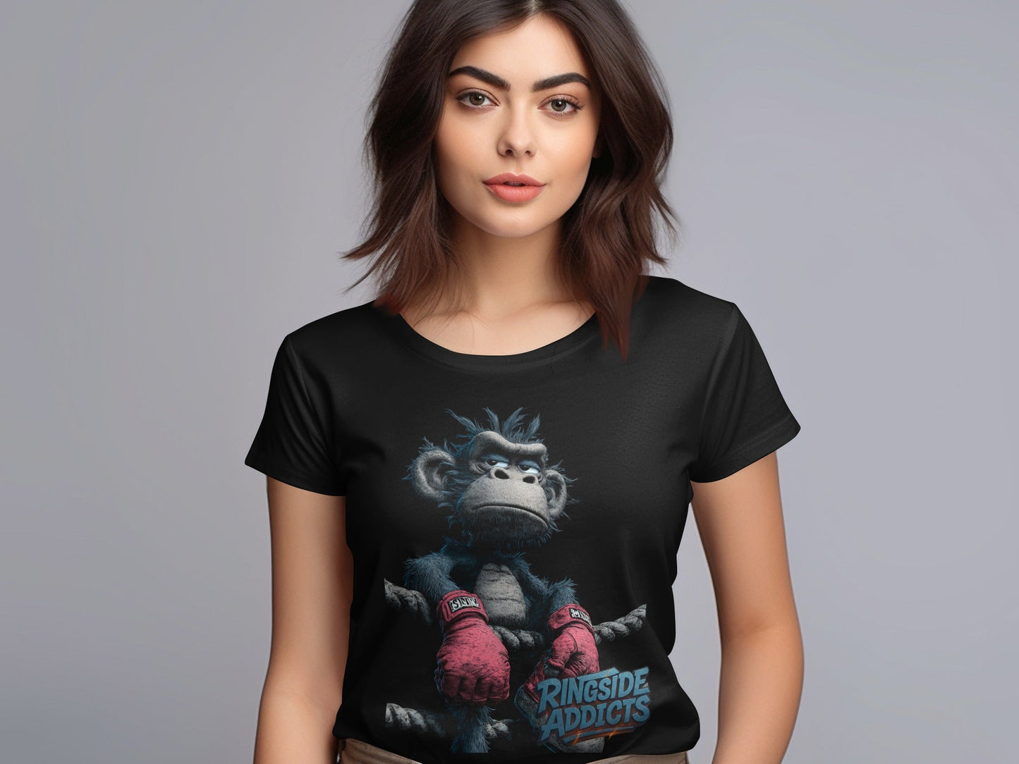 RMA APPAREL Boxing Gorilla Illustration Unisex T-Shirt - Ringside Addicts White T-Shirt - RMA APPAREL - Roclla Media Apparel Store