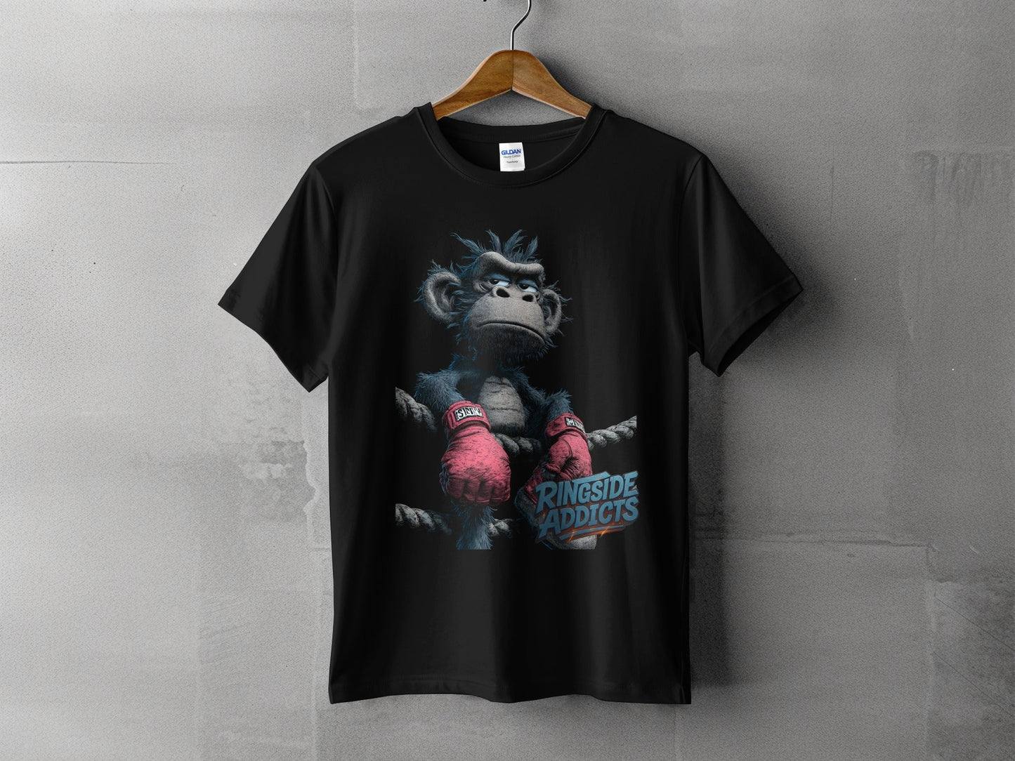 RMA APPAREL Boxing Gorilla Illustration Unisex T-Shirt - Ringside Addicts White T-Shirt - RMA APPAREL - Roclla Media Apparel Store
