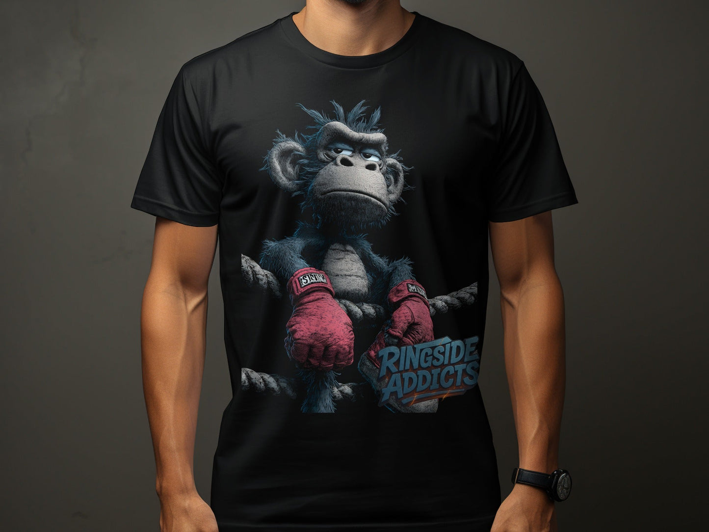 RMA APPAREL Boxing Gorilla Illustration Unisex T-Shirt - Ringside Addicts White T-Shirt - RMA APPAREL - Roclla Media Apparel Store