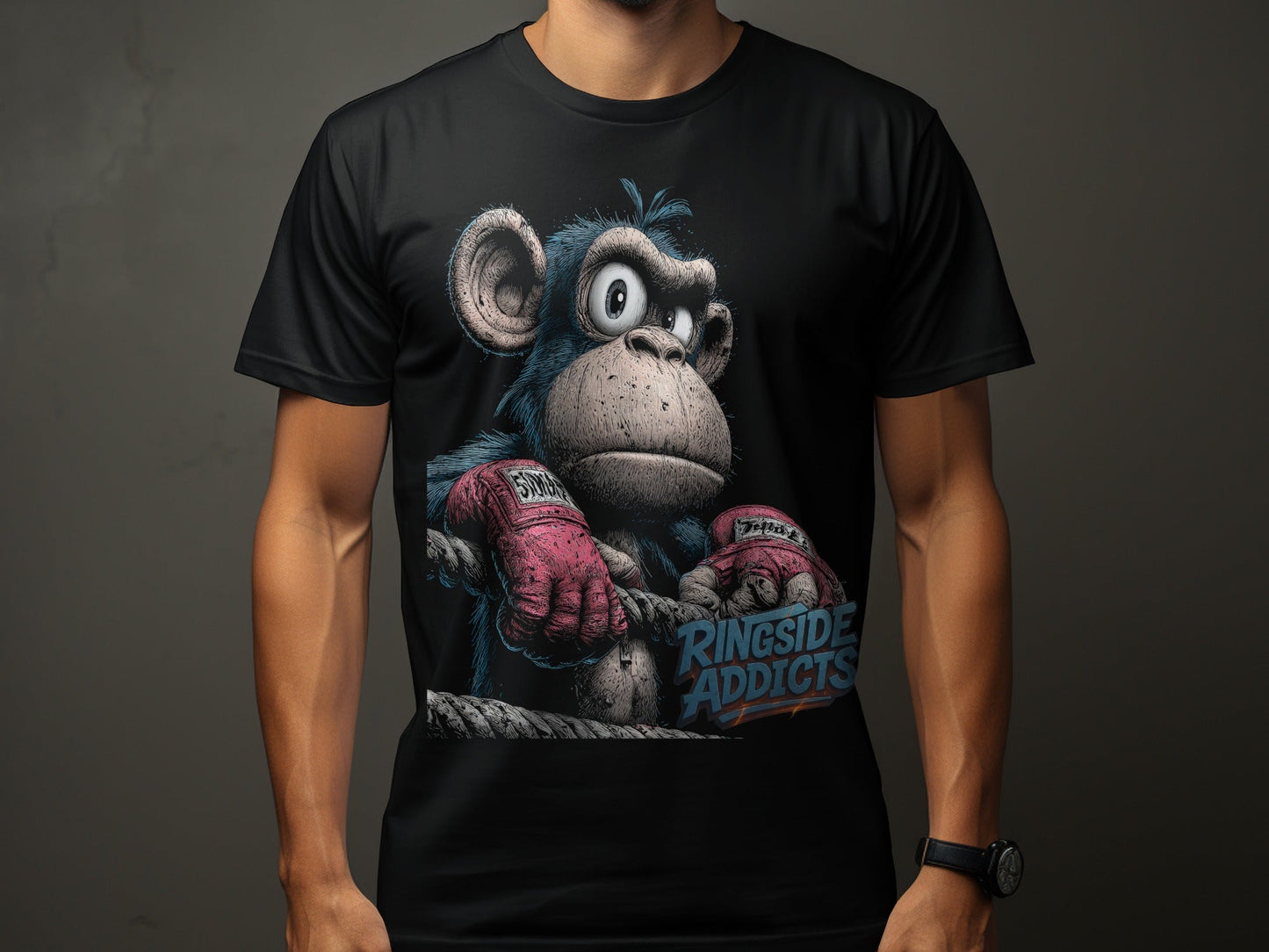 RMA APPAREL Boxing Monkey Unisex T-Shirt Sizes S to 5XL T-Shirt - Ringside Addicts White T-Shirt - RMA APPAREL - Roclla Media Apparel Store
