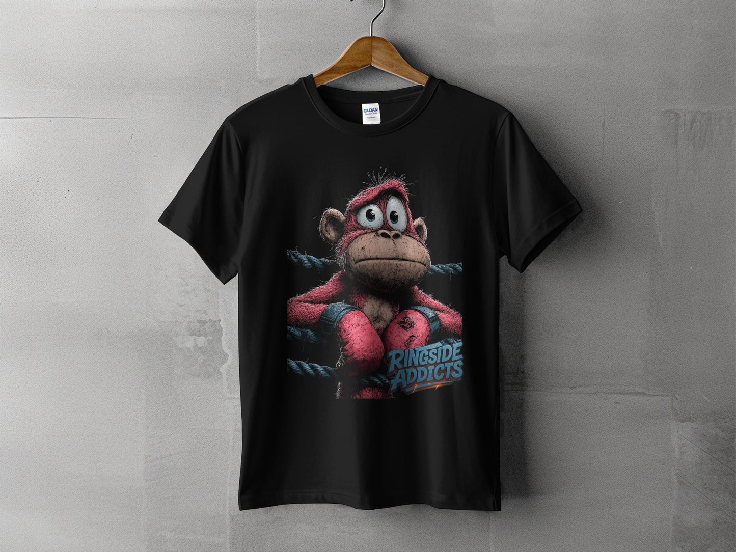 RMA APPAREL Boxing Monkey Wildlife Mens Unisex Sizes T-Shirt - Ringside Addicts White T-Shirt - RMA APPAREL - Roclla Media Apparel Store