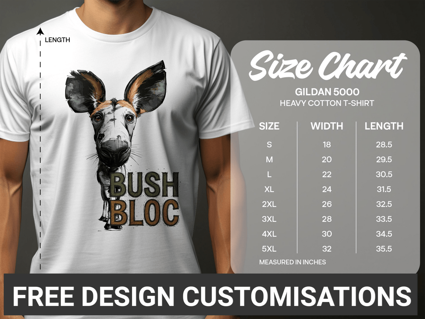 RMA APPAREL Bush Bloc African Wild Dog Unisex T-Shirt Sizes - Bush Block White T-Shirt - RMA APPAREL - Roclla Media Apparel Store