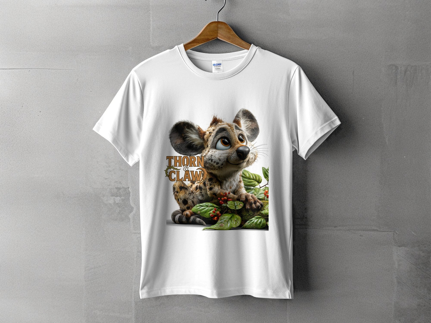 RMA APPAREL Cartoon Hyena Thorn Claw Unisex Wildlife T-Shirt - Thorn & Claw White T-Shirts - RMA APPAREL - Roclla Media Apparel Store