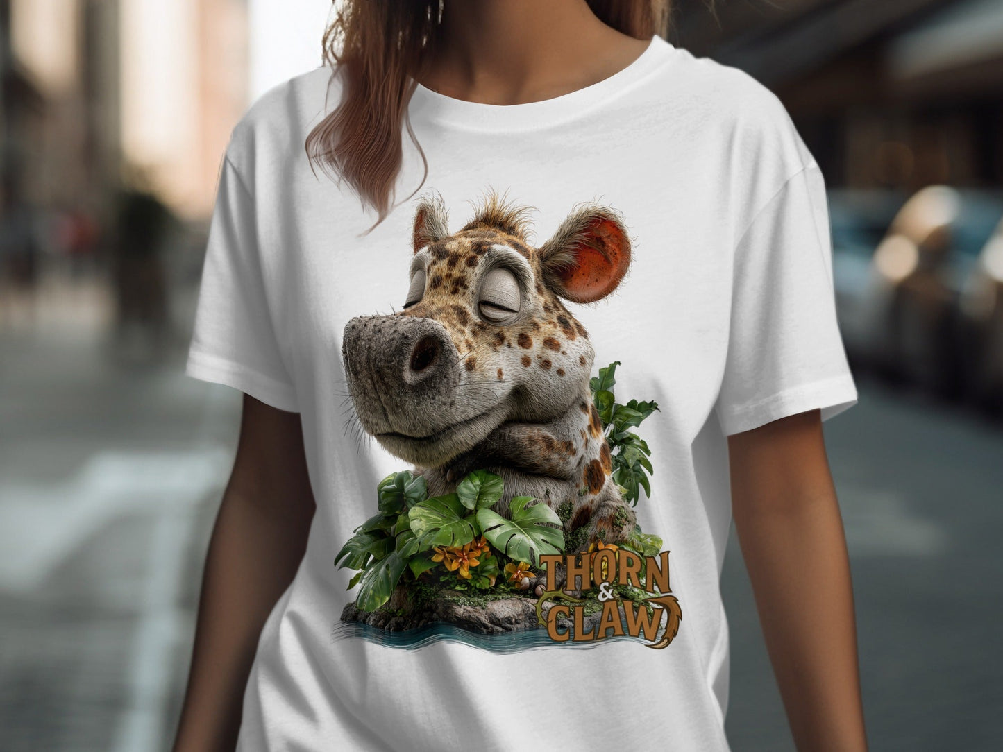 RMA APPAREL Cartoon Hyena Wildlife Unisex Sizes S to 5XL T-Shirt - Thorn & Claw White T-Shirts - RMA APPAREL - Roclla Media Apparel Store