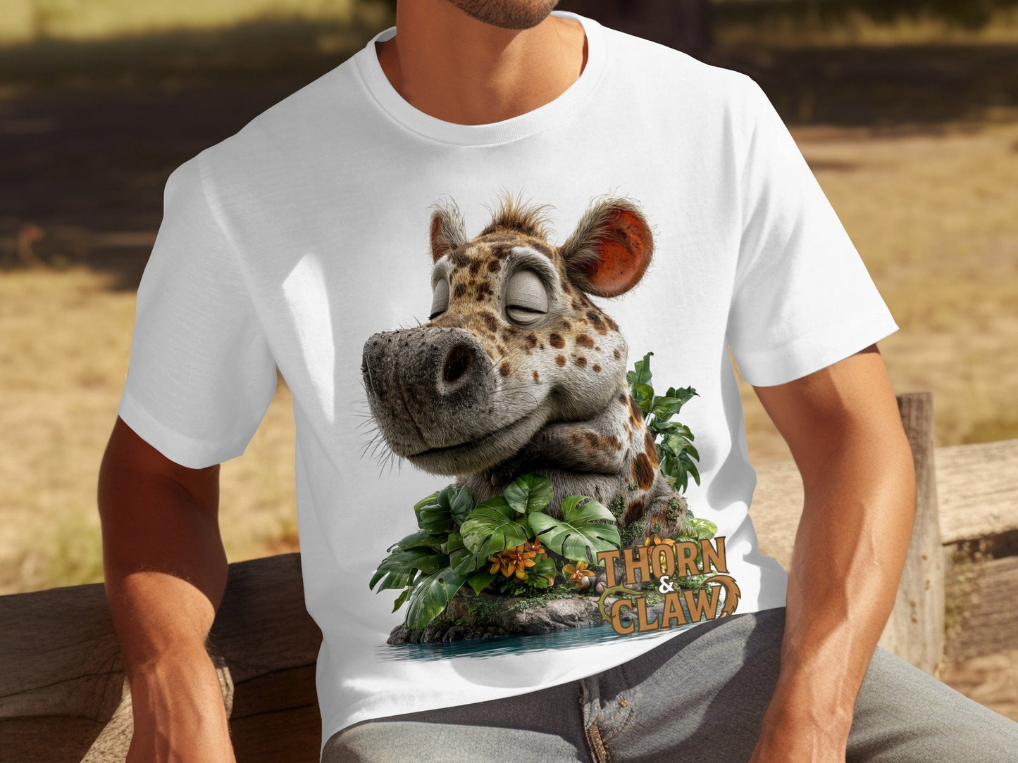 RMA APPAREL Cartoon Hyena Wildlife Unisex Sizes S to 5XL T-Shirt - Thorn & Claw White T-Shirts - RMA APPAREL - Roclla Media Apparel Store