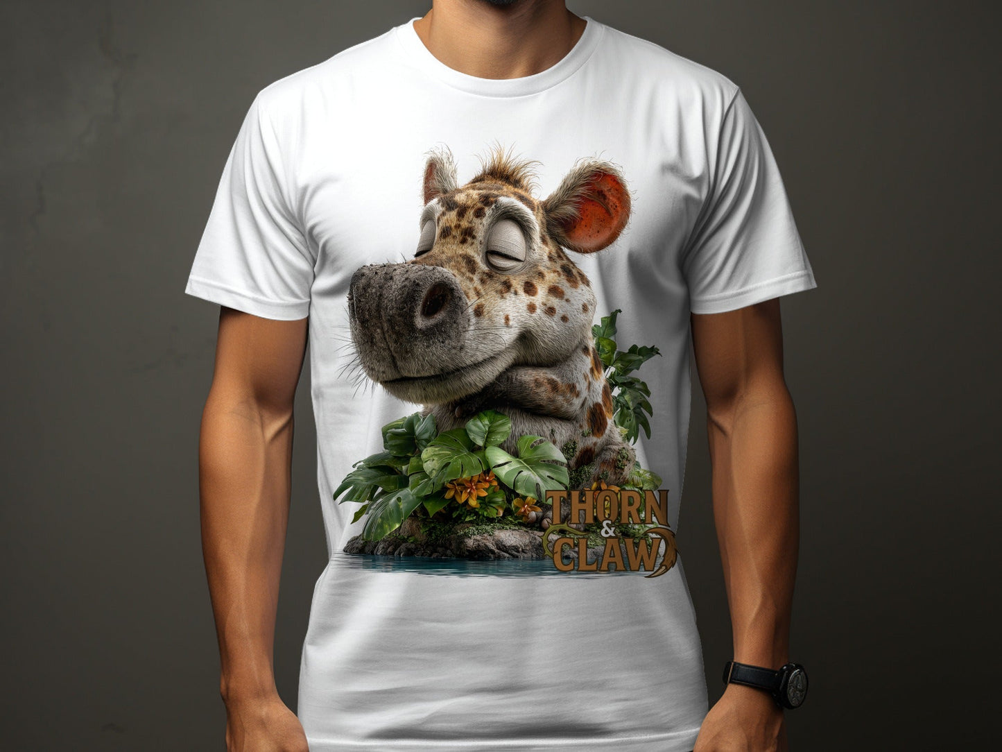RMA APPAREL Cartoon Hyena Wildlife Unisex Sizes S to 5XL T-Shirt - Thorn & Claw White T-Shirts - RMA APPAREL - Roclla Media Apparel Store