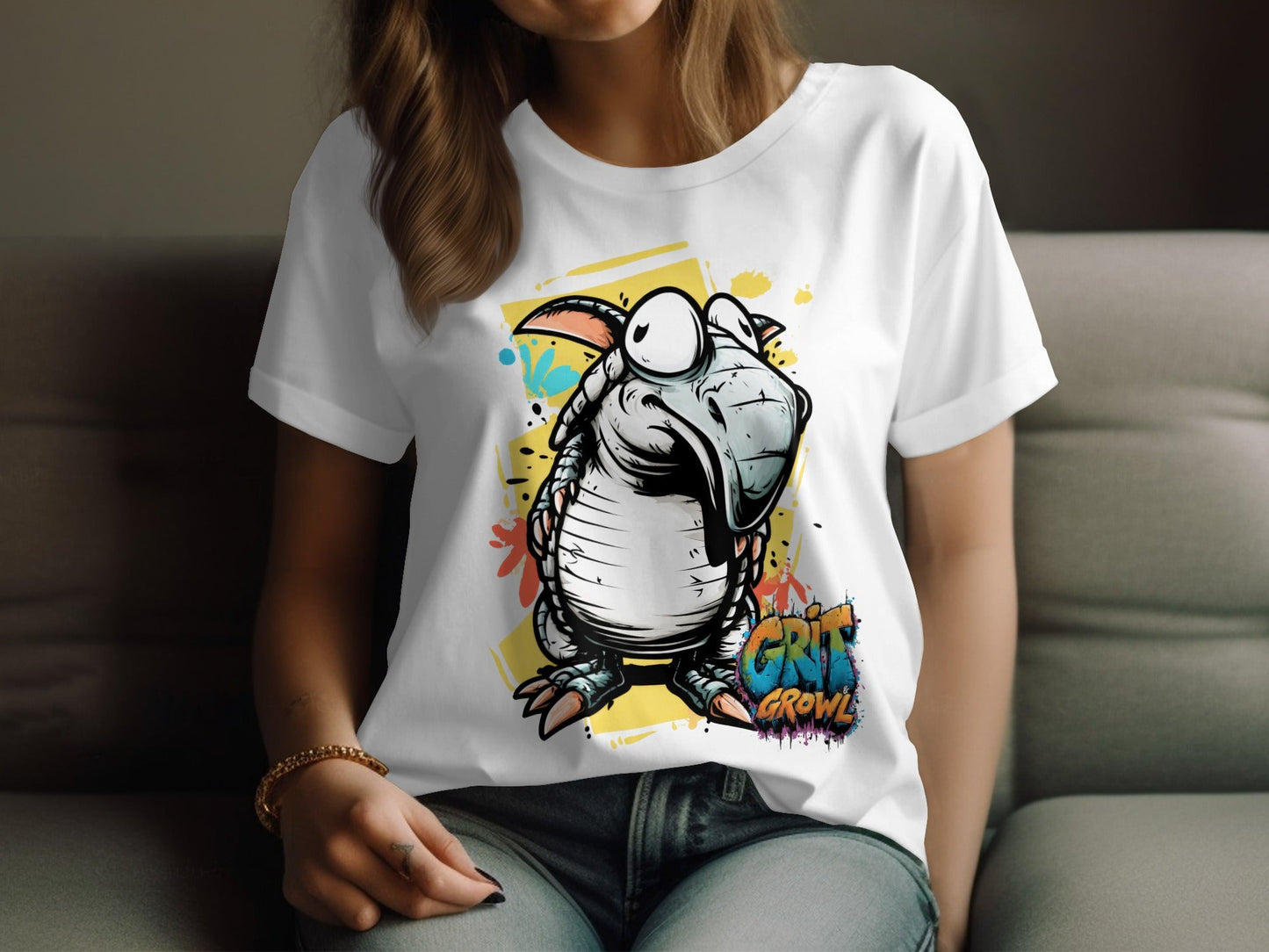 RMA APPAREL Cartoon Wildlife Animal Unisex T-Shirt Sizes - Grit & Growl White T-Shirts - RMA APPAREL - Roclla Media Apparel Store