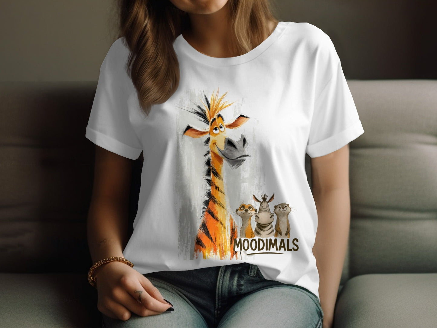 RMA APPAREL Cartoon Wildlife T-Shirt, Giraffe, Zebra, Unisex S - 5XL - Moodimals Unisex T-Shirt - RMA APPAREL - Roclla Media Apparel Store
