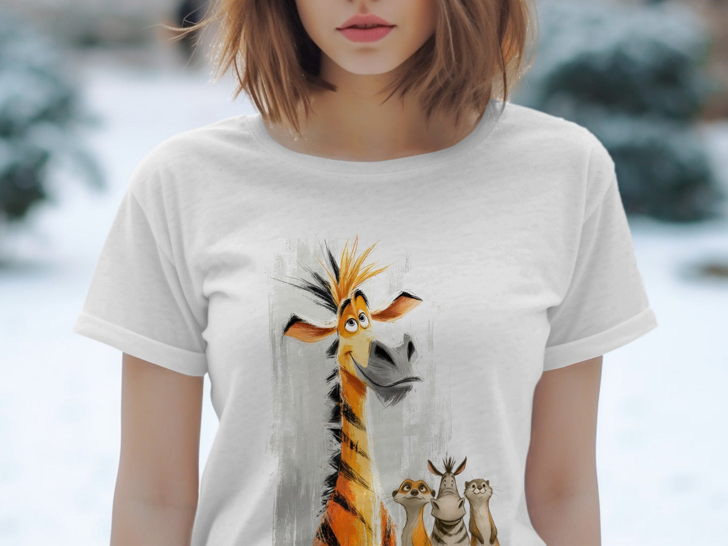 RMA APPAREL Cartoon Wildlife T-Shirt, Giraffe, Zebra, Unisex S - 5XL - Moodimals Unisex T-Shirt - RMA APPAREL - Roclla Media Apparel Store