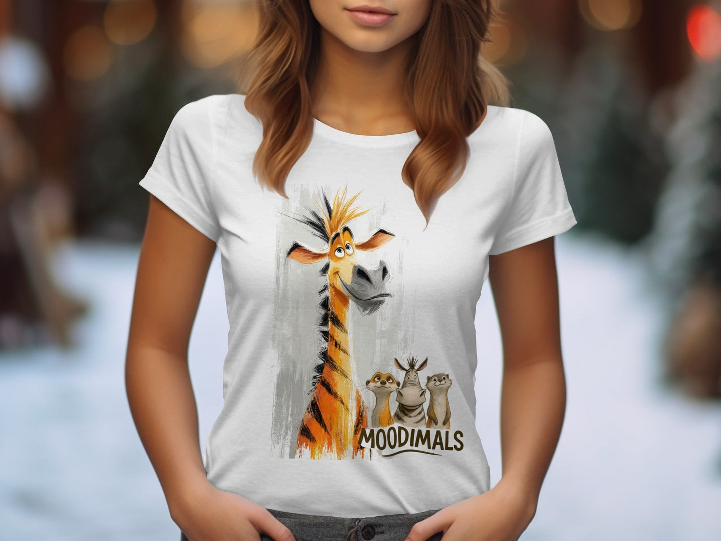 RMA APPAREL Cartoon Wildlife T-Shirt, Giraffe, Zebra, Unisex S - 5XL - Moodimals Unisex T-Shirt - RMA APPAREL - Roclla Media Apparel Store