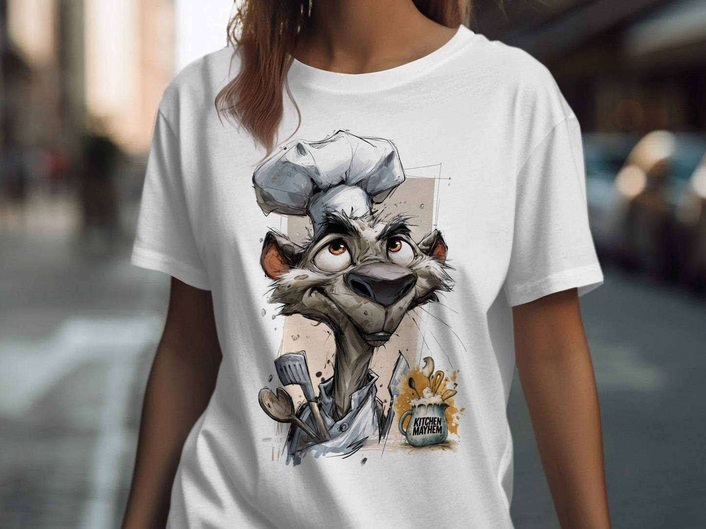 RMA APPAREL Chef Hyena Kitchen Mayhem Unisex T-Shirt - Kitchen Mayhem White T-Shirt - RMA APPAREL - Roclla Media Apparel Store