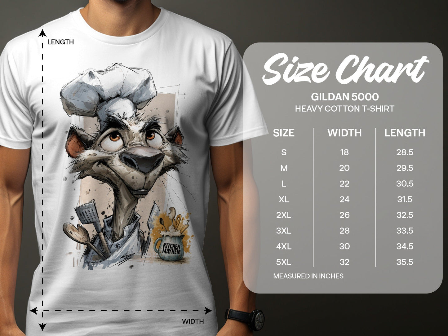 RMA APPAREL Chef Hyena Kitchen Mayhem Unisex T-Shirt - Kitchen Mayhem White T-Shirt - RMA APPAREL - Roclla Media Apparel Store
