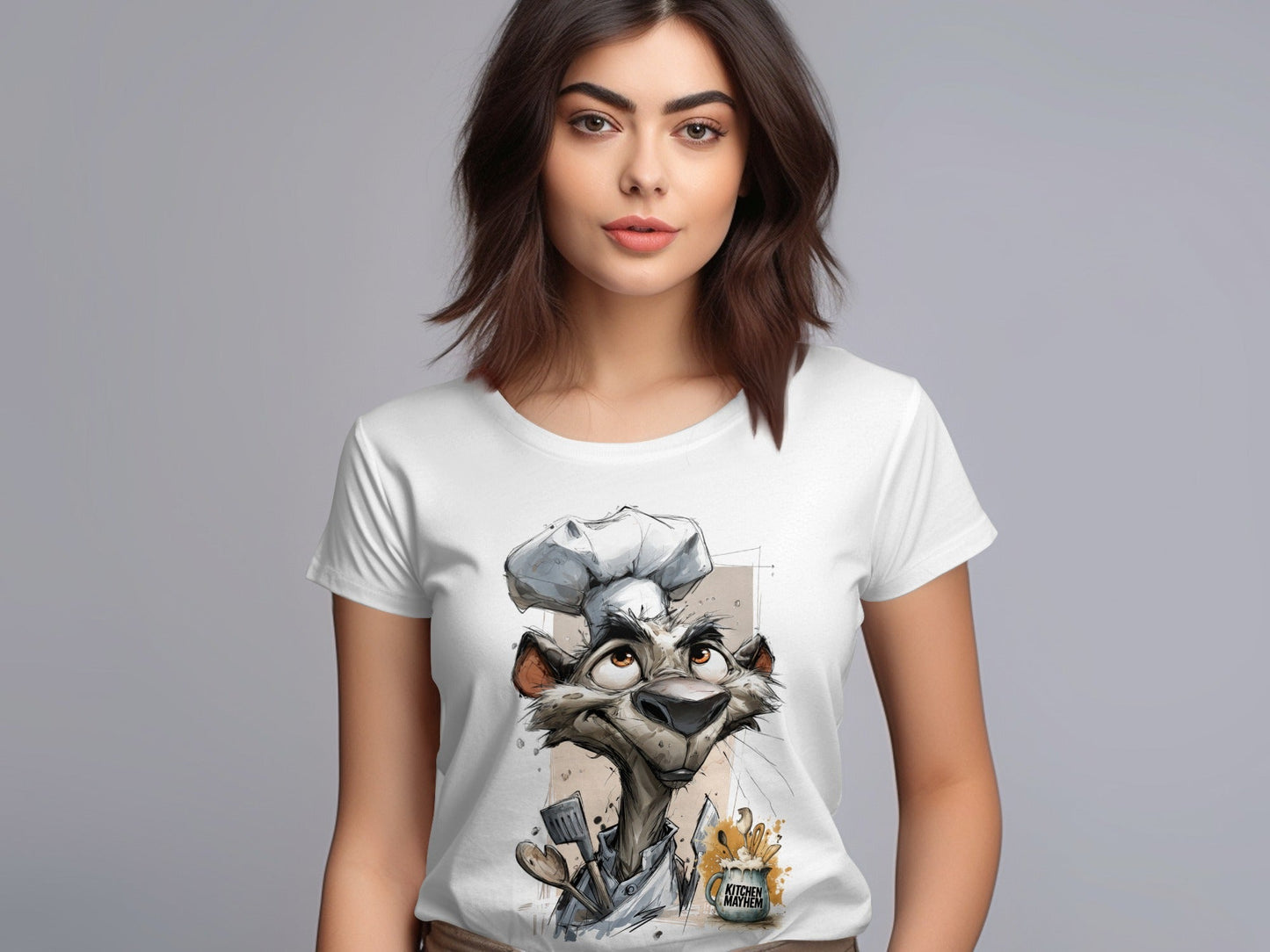 RMA APPAREL Chef Hyena Kitchen Mayhem Unisex T-Shirt - Kitchen Mayhem White T-Shirt - RMA APPAREL - Roclla Media Apparel Store