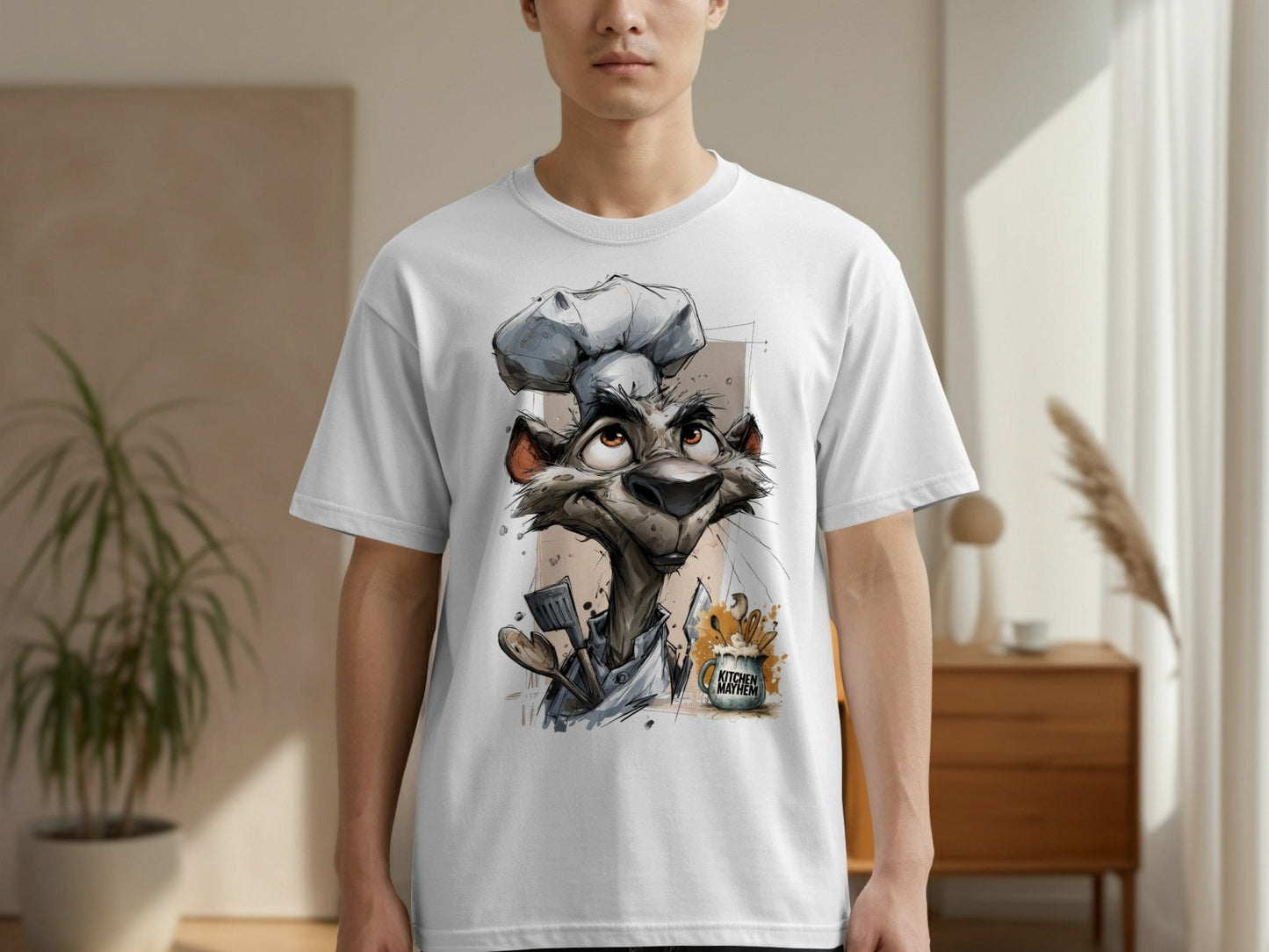 RMA APPAREL Chef Hyena Kitchen Mayhem Unisex T-Shirt - Kitchen Mayhem White T-Shirt - RMA APPAREL - Roclla Media Apparel Store