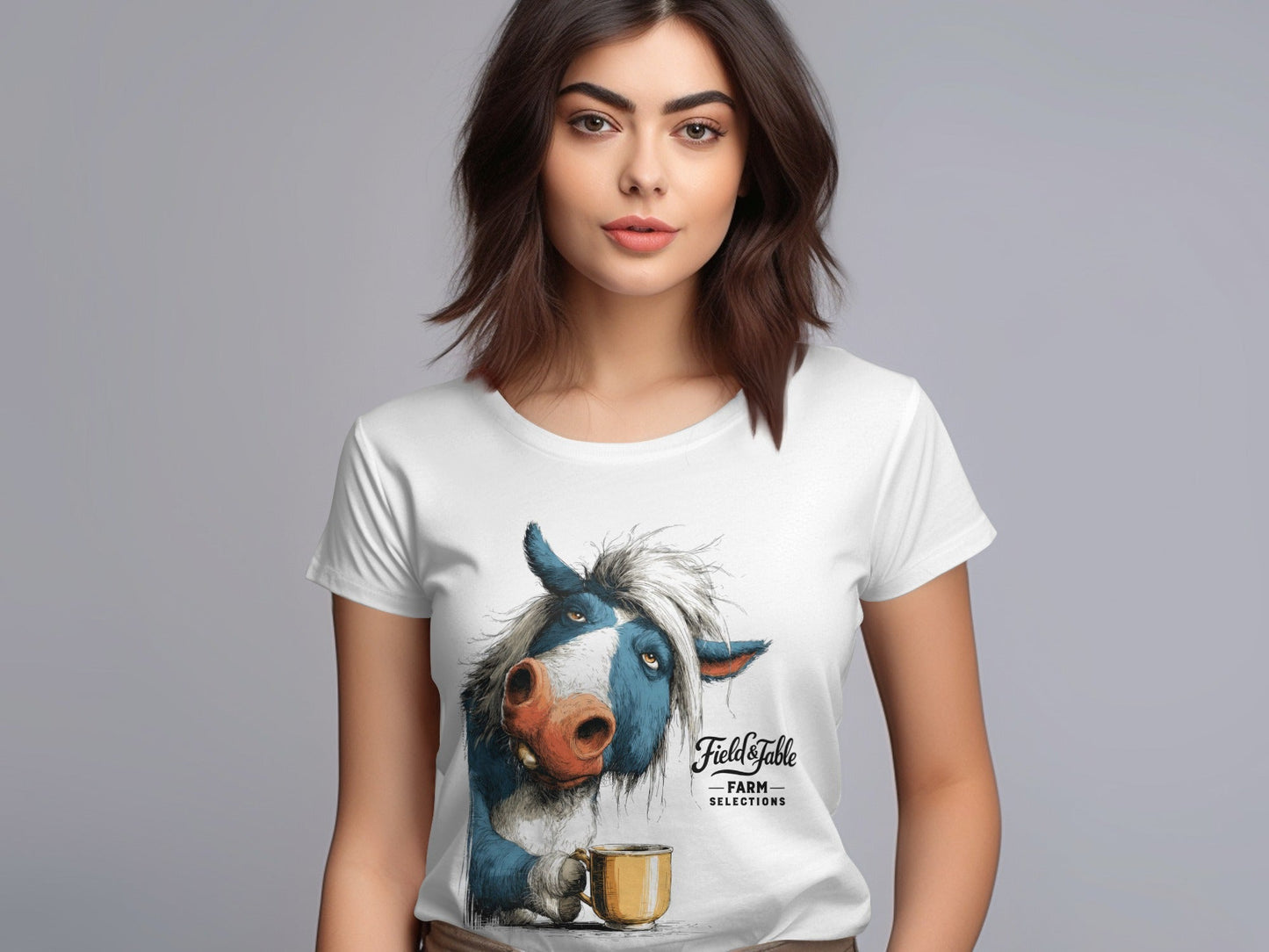 RMA APPAREL Coffee Cow Animal Unisex T-Shirt Sizes S to 5XL T-Shirt - Field&Fable White T-Shirt - RMA APPAREL - Roclla Media Apparel Store