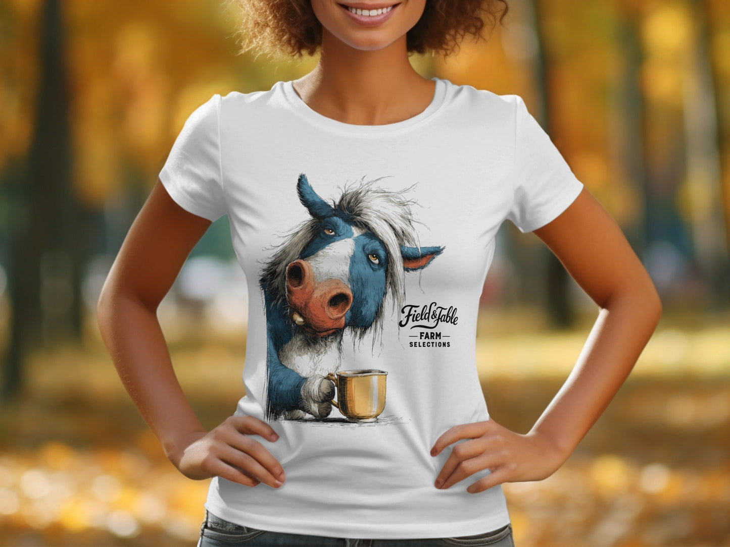 RMA APPAREL Coffee Cow Animal Unisex T-Shirt Sizes S to 5XL T-Shirt - Field&Fable White T-Shirt - RMA APPAREL - Roclla Media Apparel Store