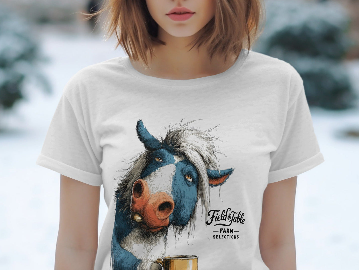 RMA APPAREL Coffee Cow Animal Unisex T-Shirt Sizes S to 5XL T-Shirt - Field&Fable White T-Shirt - RMA APPAREL - Roclla Media Apparel Store