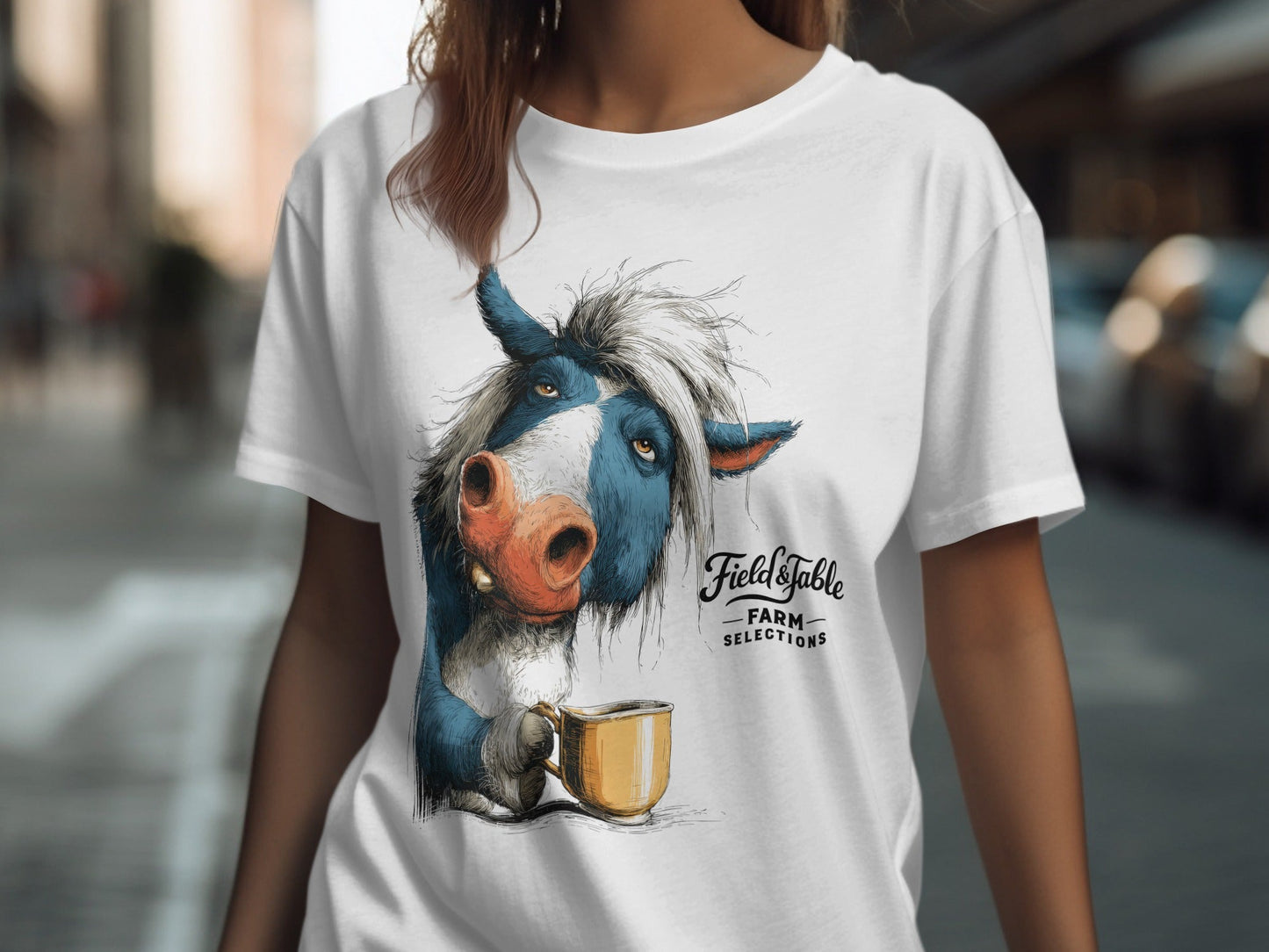 RMA APPAREL Coffee Cow Animal Unisex T-Shirt Sizes S to 5XL T-Shirt - Field&Fable White T-Shirt - RMA APPAREL - Roclla Media Apparel Store