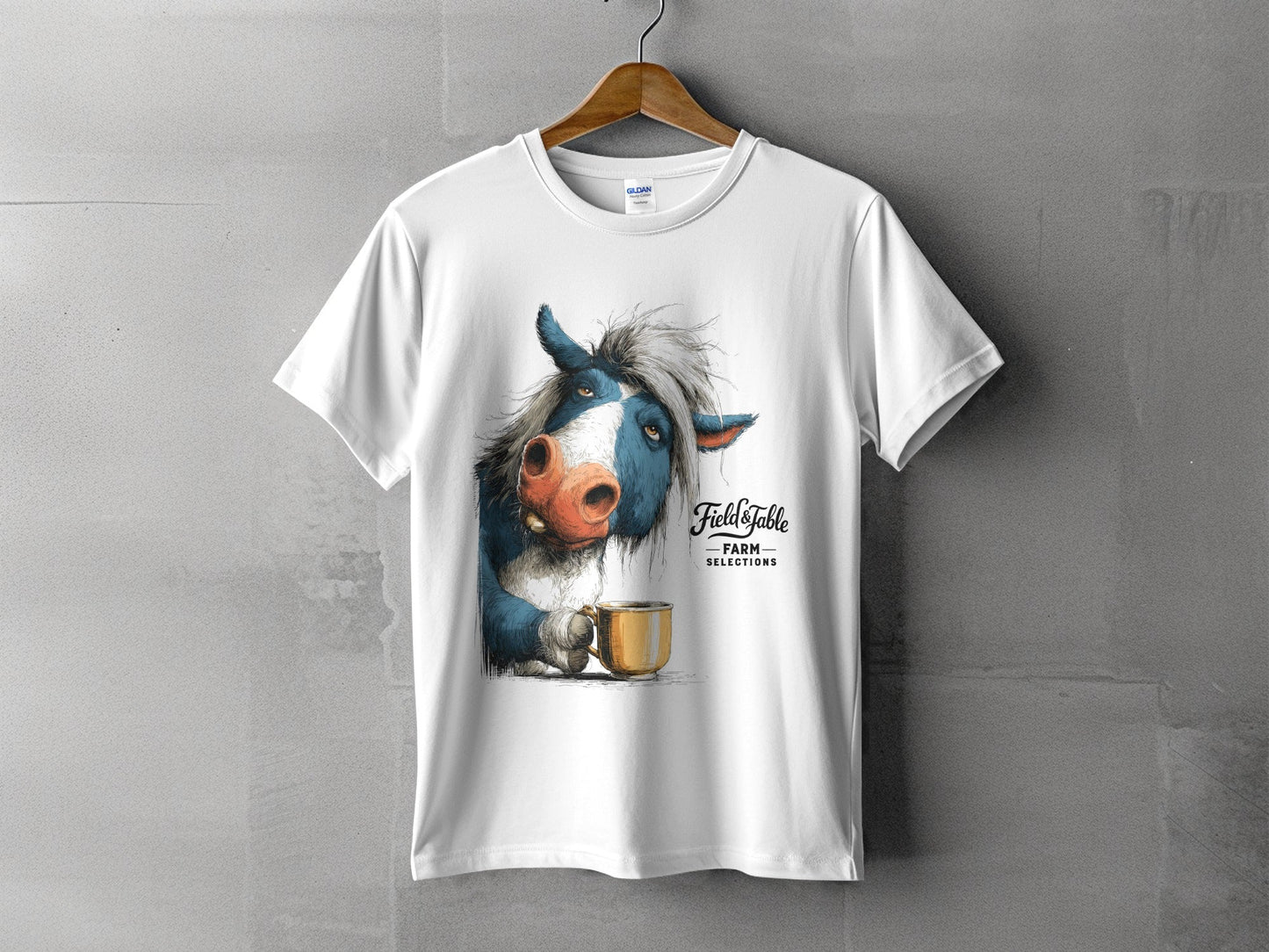RMA APPAREL Coffee Cow Animal Unisex T-Shirt Sizes S to 5XL T-Shirt - Field&Fable White T-Shirt - RMA APPAREL - Roclla Media Apparel Store