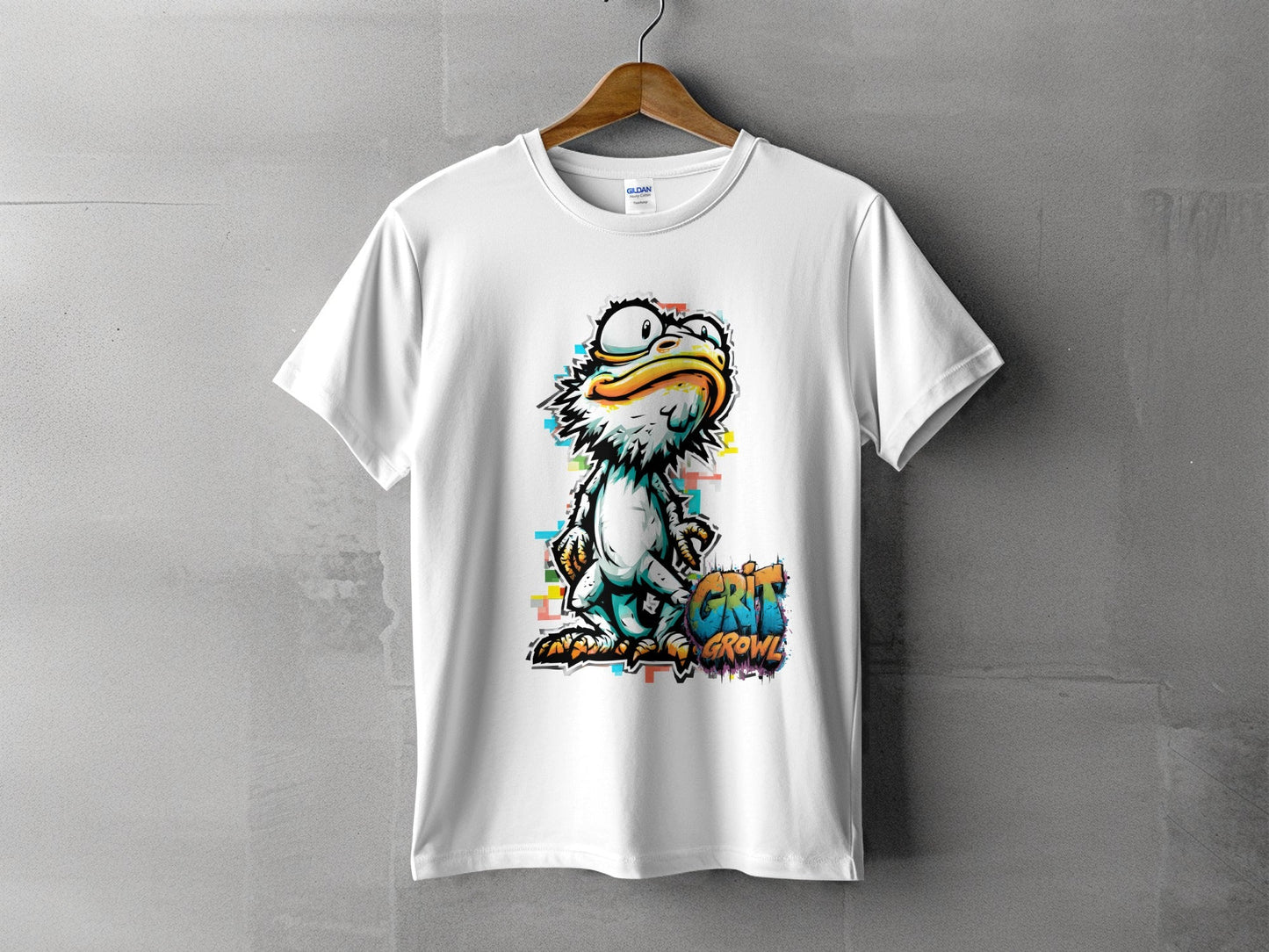 RMA APPAREL Colourful Duck Wildlife Mens Unisex T-Shirt - Grit & Growl White T-Shirts - RMA APPAREL - Roclla Media Apparel Store