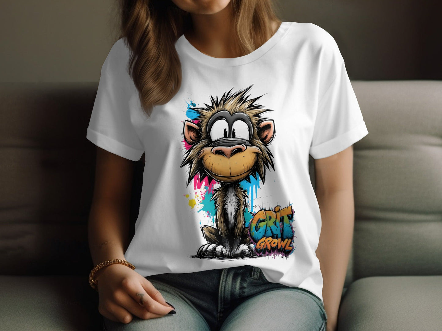 RMA APPAREL Colourful Monkey Unisex T-Shirt Sizes S to 5XL T-Shirt - Grit & Growl White T-Shirts - RMA APPAREL - Roclla Media Apparel Store