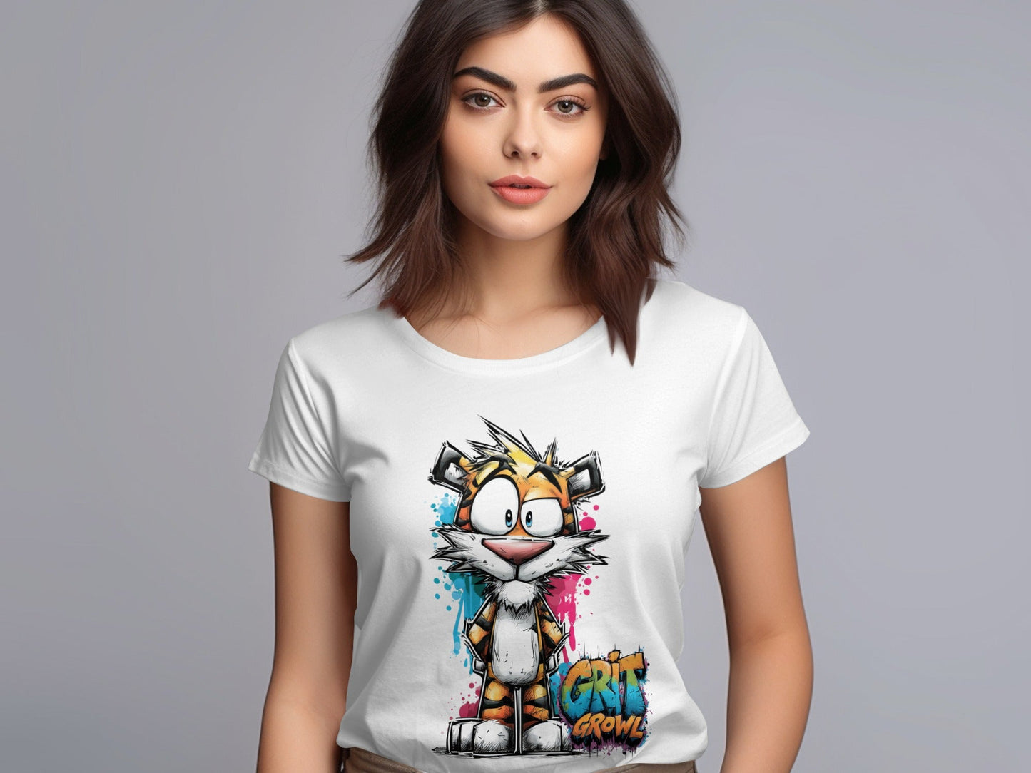 RMA APPAREL Colourful Tiger Unisex T-Shirt Sizes S to 5XL T-Shirt - Grit & Growl White T-Shirts - RMA APPAREL - Roclla Media Apparel Store