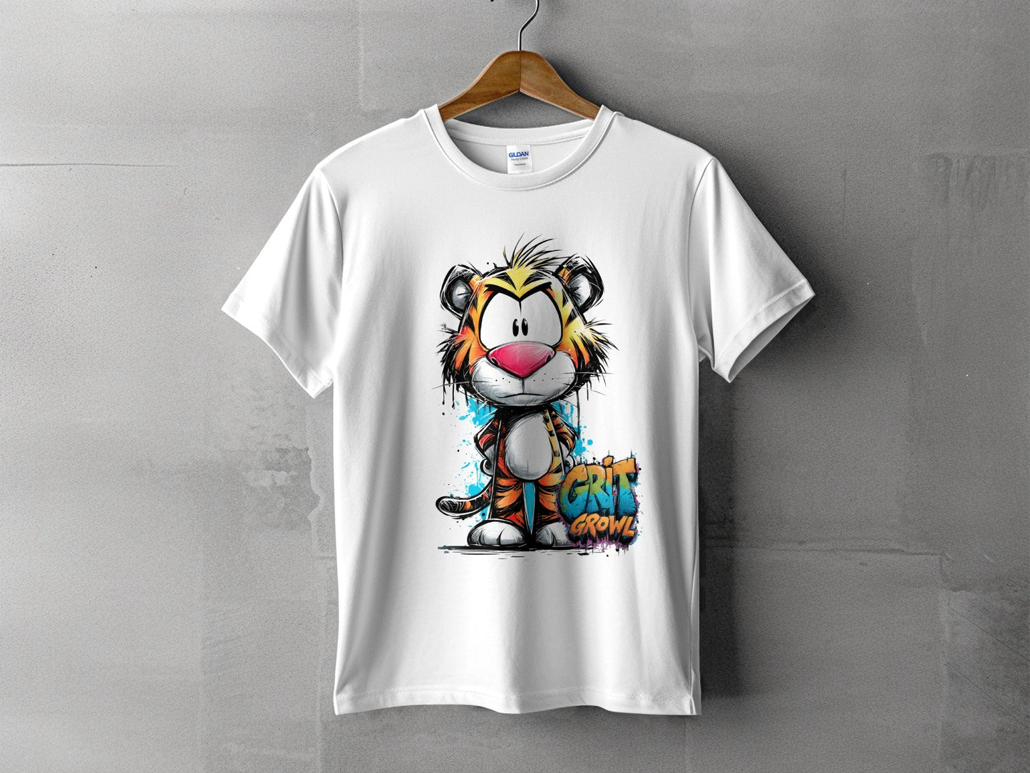 RMA APPAREL Colourful Tiger Wildlife Unisex T-Shirt Sizes S - 5XL - Grit & Growl White T-Shirts - RMA APPAREL - Roclla Media Apparel Store