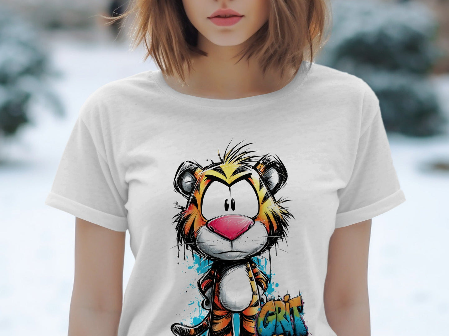 RMA APPAREL Colourful Tiger Wildlife Unisex T-Shirt Sizes S - 5XL - Grit & Growl White T-Shirts - RMA APPAREL - Roclla Media Apparel Store