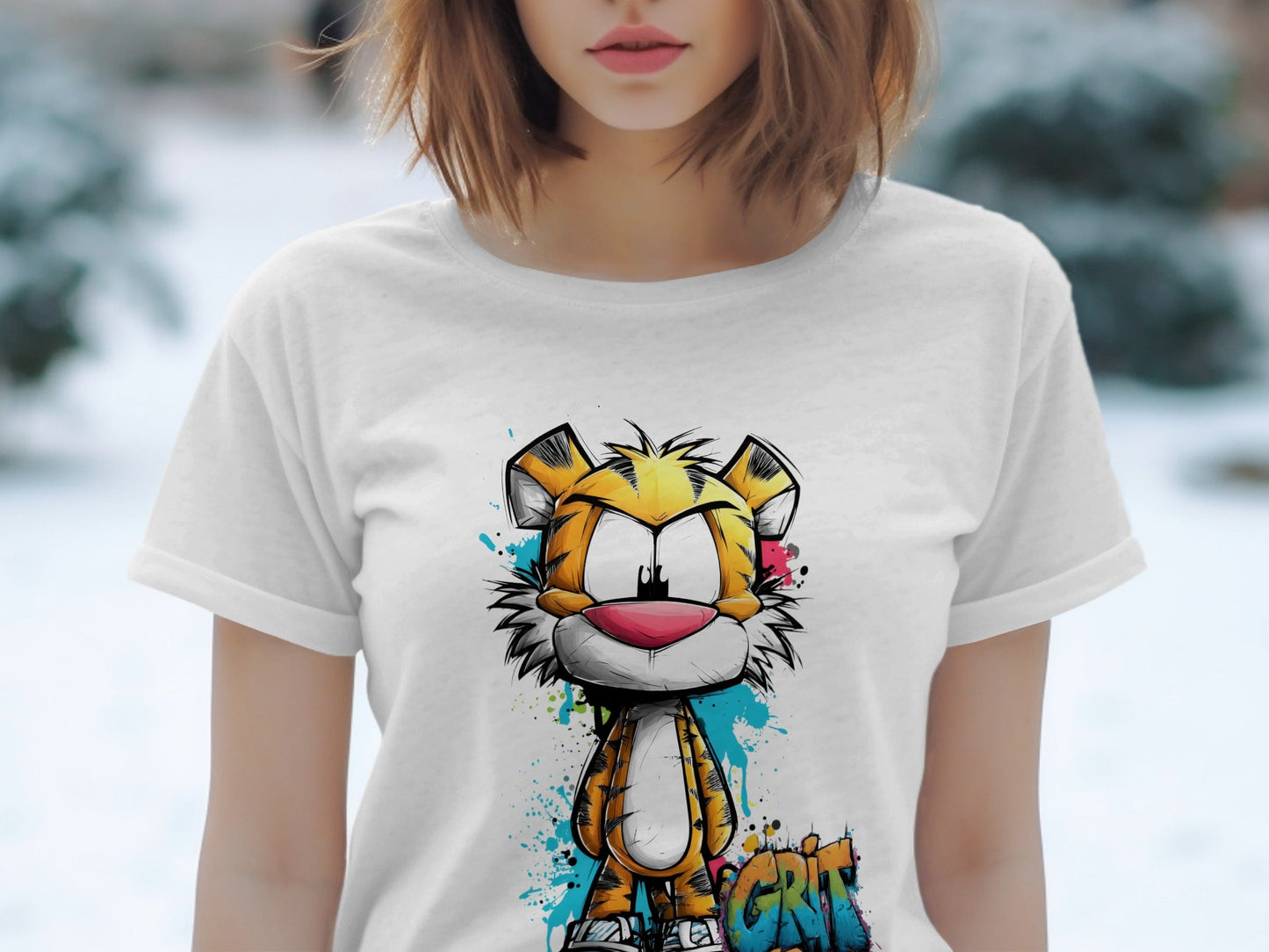 RMA APPAREL Cool Cartoon Tiger Graphic Unisex T-Shirt Sizes S - 5XL - Grit & Growl White T-Shirts - RMA APPAREL - Roclla Media Apparel Store