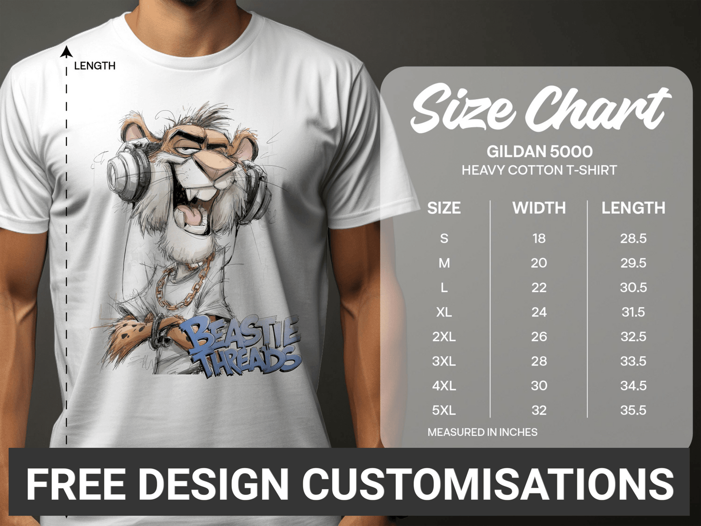 RMA - Apparel Cool Cheetah T-Shirt, Animal T-Shirt, Unisex, Sizes S to 5XL - Beastie Threads White T-Shirt - RMA APPAREL - Roclla Media Apparel Store