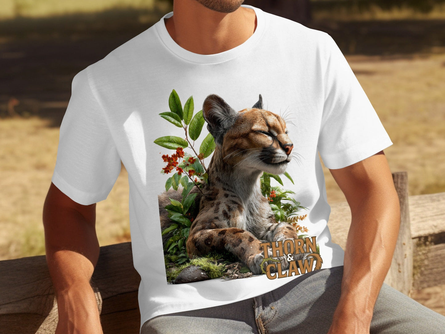 RMA APPAREL Cougar in Nature Unisex T-Shirt Sizes S to 5XL T-Shirt - Thorn & Claw White T-Shirts - RMA APPAREL - Roclla Media Apparel Store